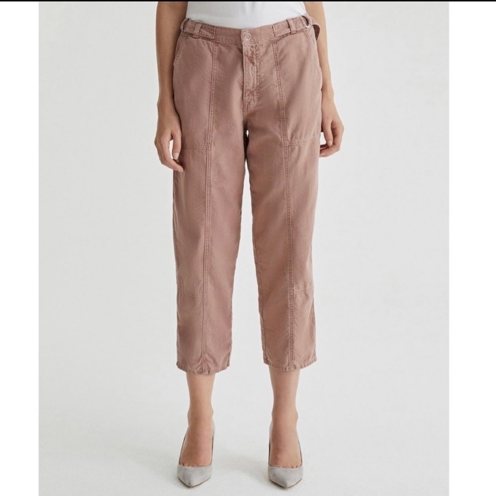 AG The Noten Women's 25 Linen-Blend Carpenter High-Rise Straight Crop NWT